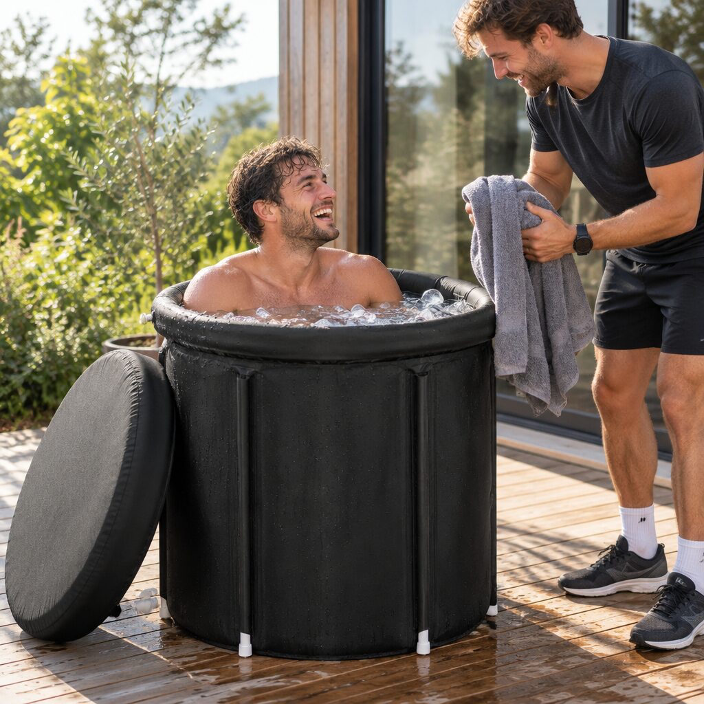 Bain glacé pliable en utilisation
