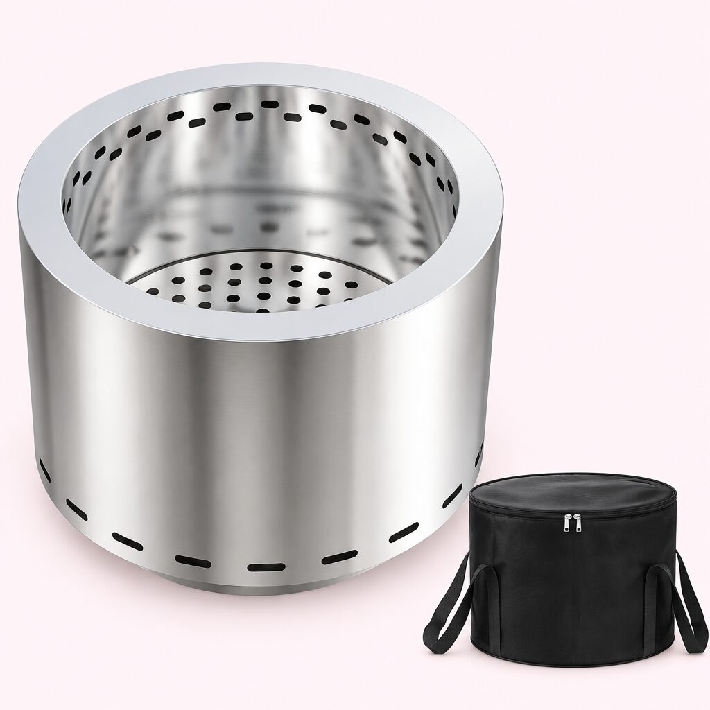 Brasero inox à faible fumée, vue détaillée