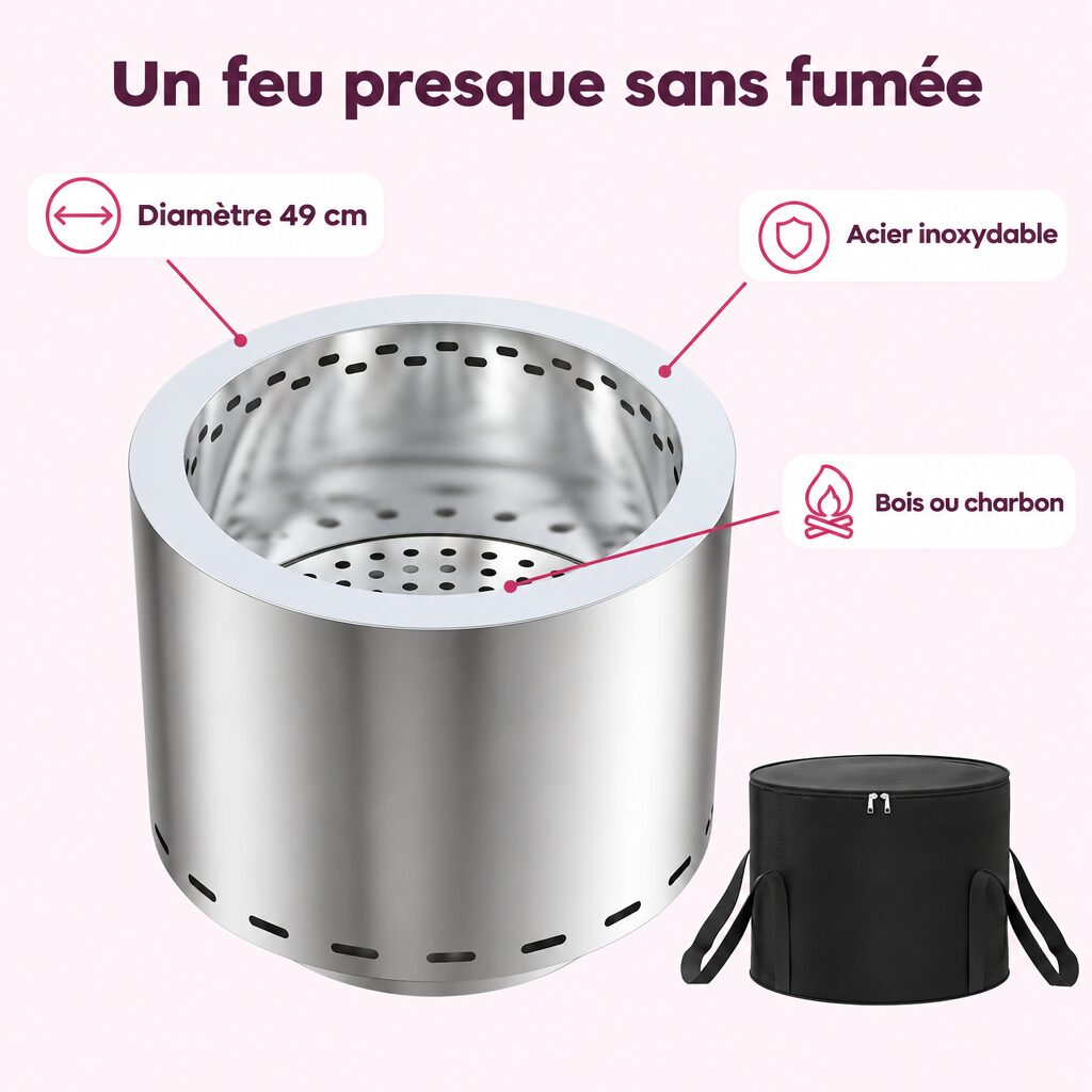 Brasero inox à faible fumée : caractéristiques
