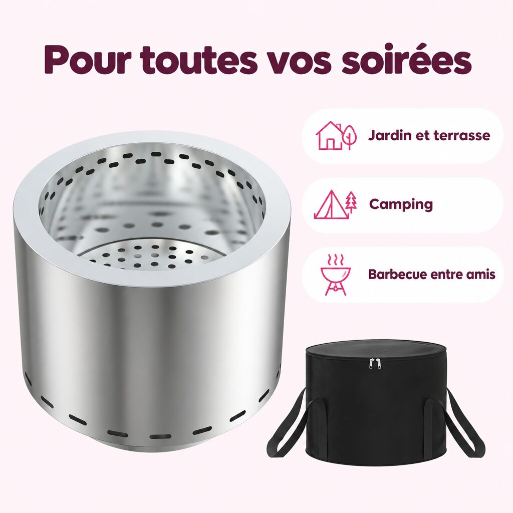 Brasero inox à faible fumée : caractéristiques