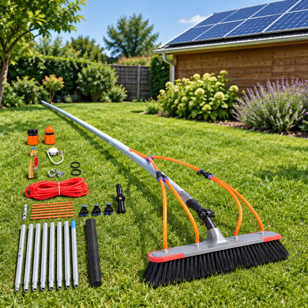 Brosse télescopique à eau 7 m en situation