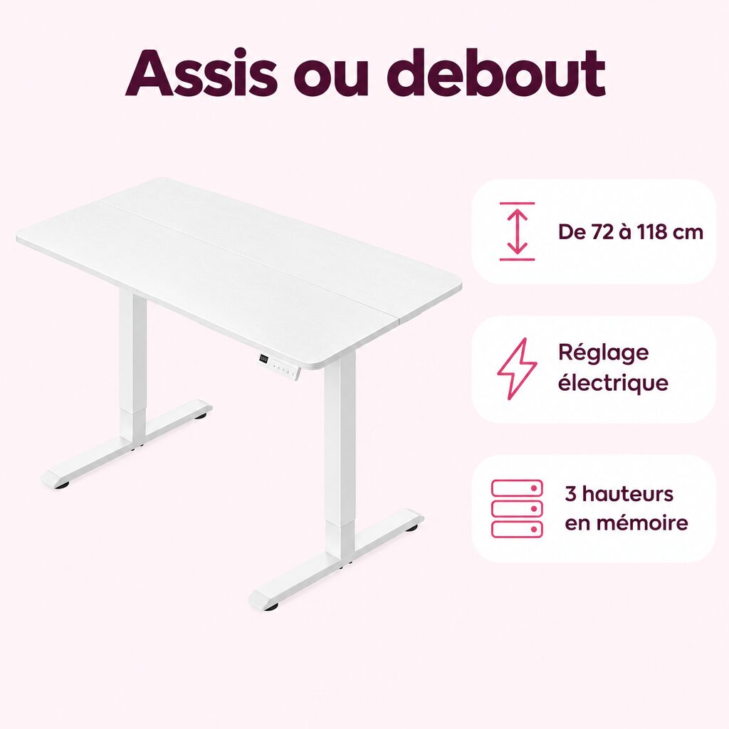 Bureau assis-debout électrique : caractéristiques