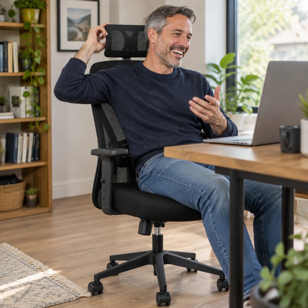 Chaise de bureau ergonomique en utilisation