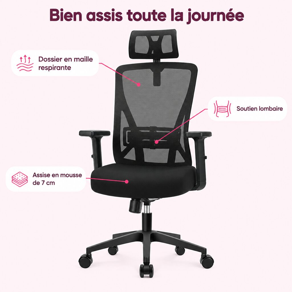 Chaise de bureau ergonomique : caractéristiques