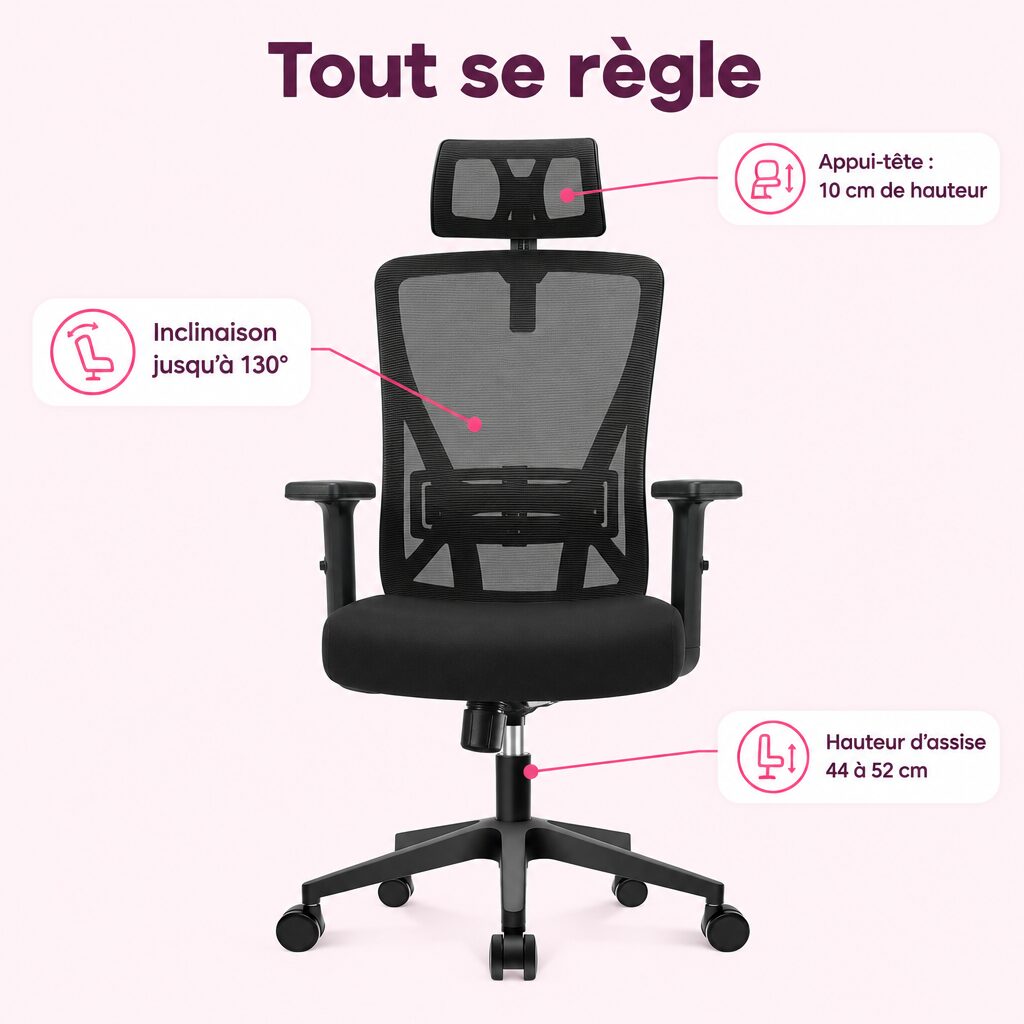 Chaise de bureau ergonomique : caractéristiques
