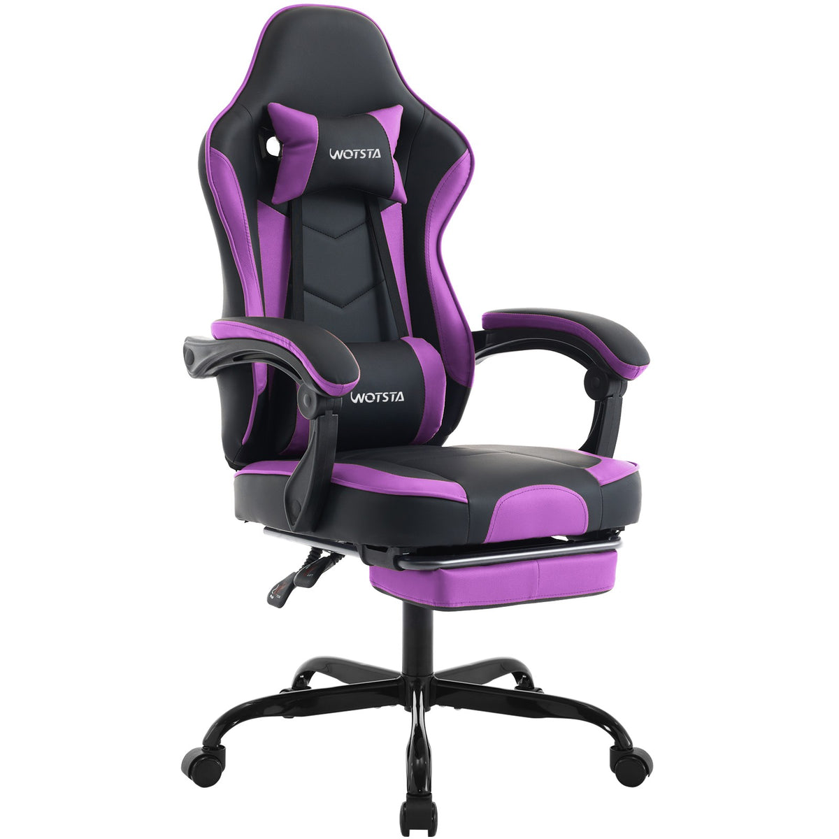 Chaise gaming avec repose-pieds, noir et violet
