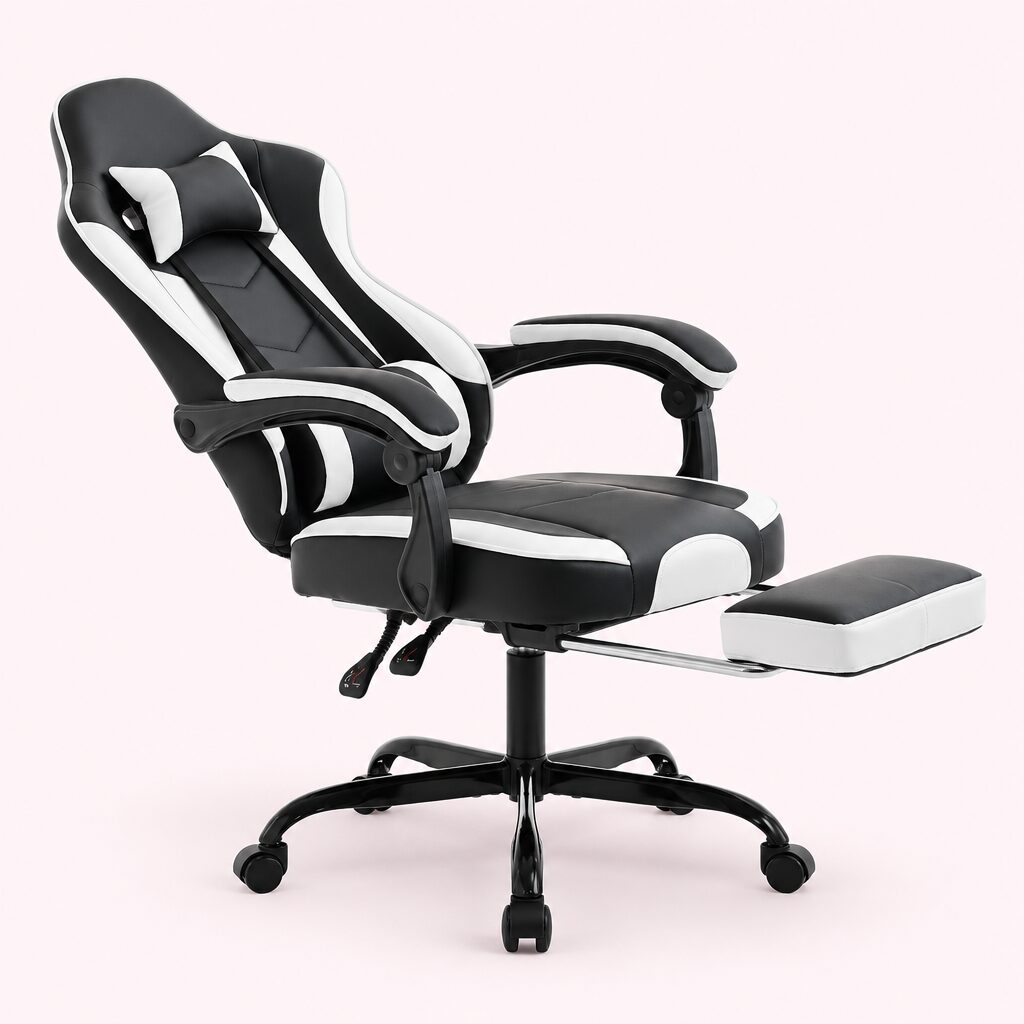 Chaise gaming avec repose-pieds, vue détaillée
