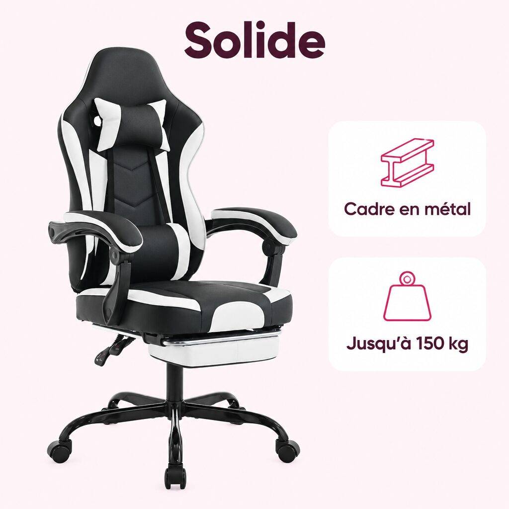 Chaise gaming avec repose-pieds : caractéristiques