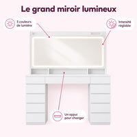 Coiffeuse à miroir lumineux : caractéristiques