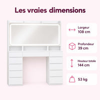 Coiffeuse à miroir lumineux : caractéristiques