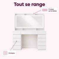 Coiffeuse à miroir lumineux : caractéristiques