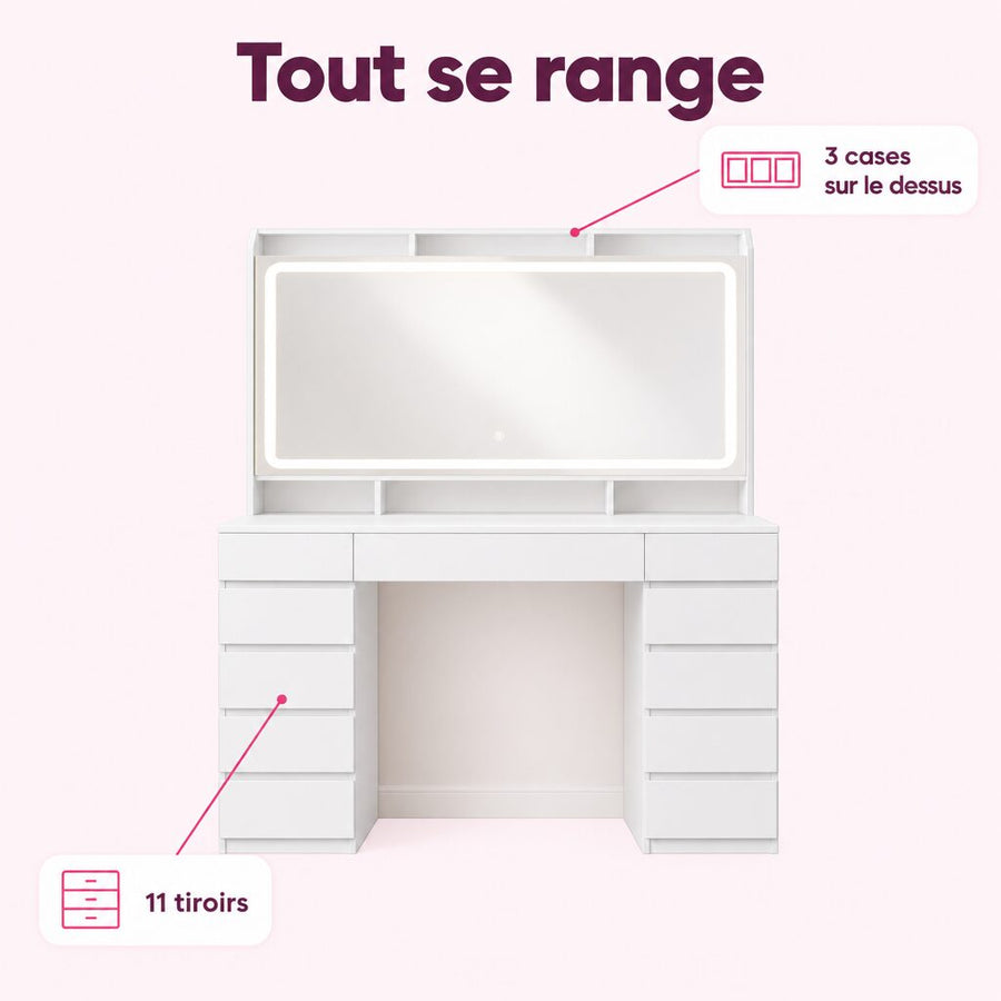 Onze tiroirs, trois cases