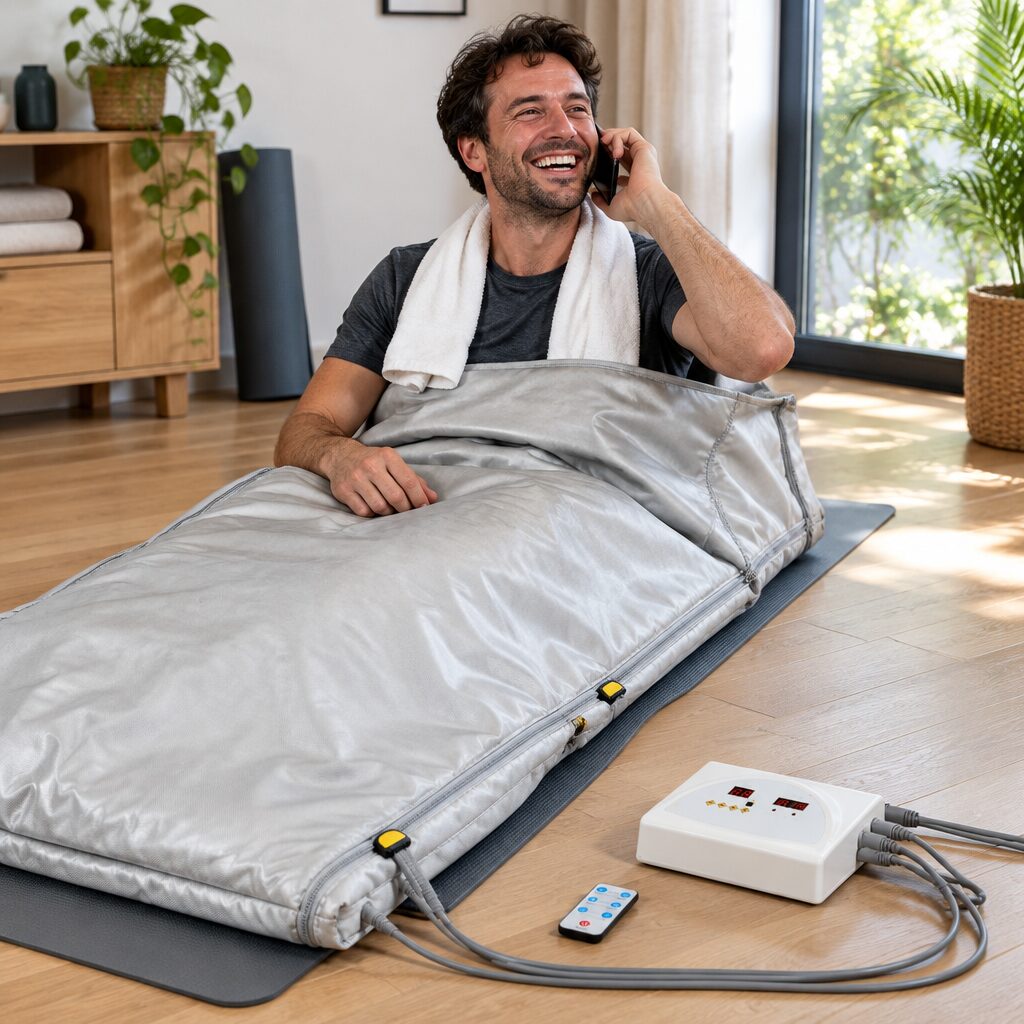 Couverture sauna infrarouge en utilisation