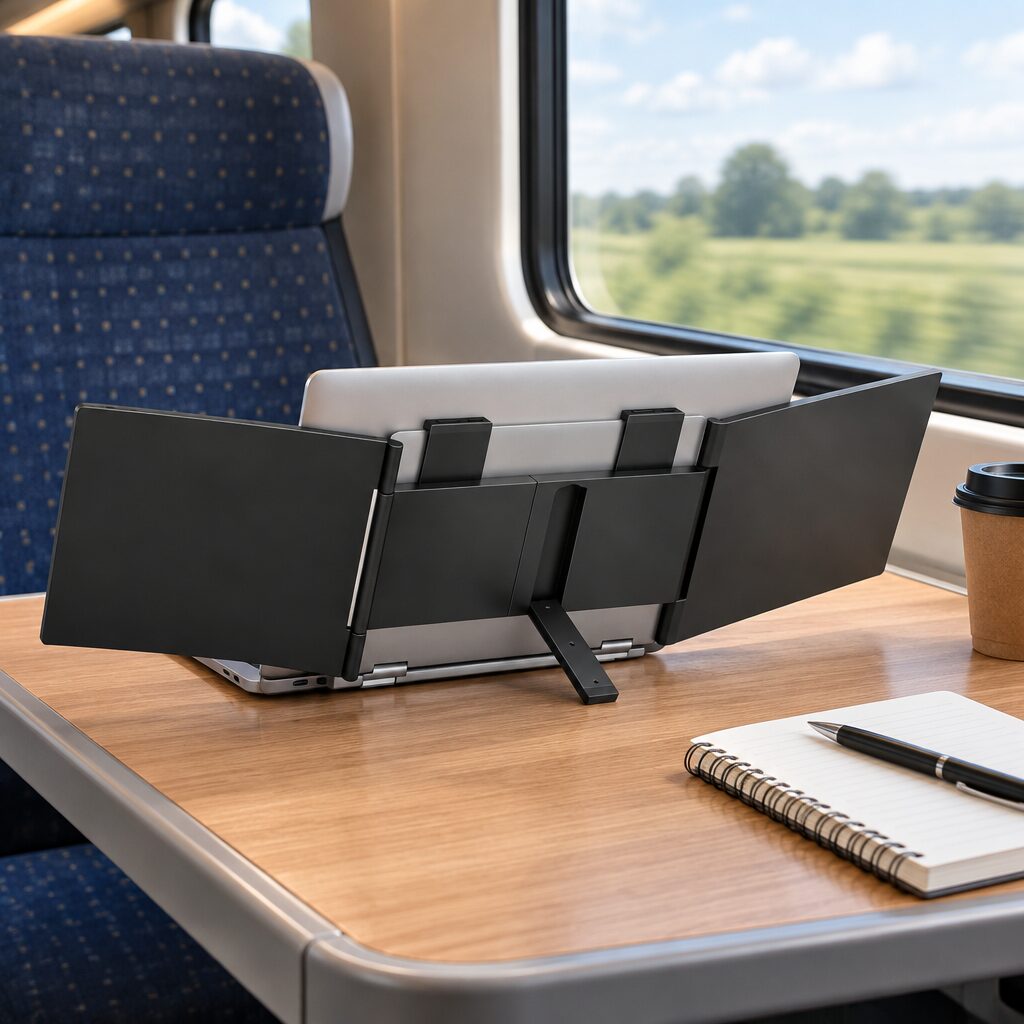 Écran triple pour portable en situation