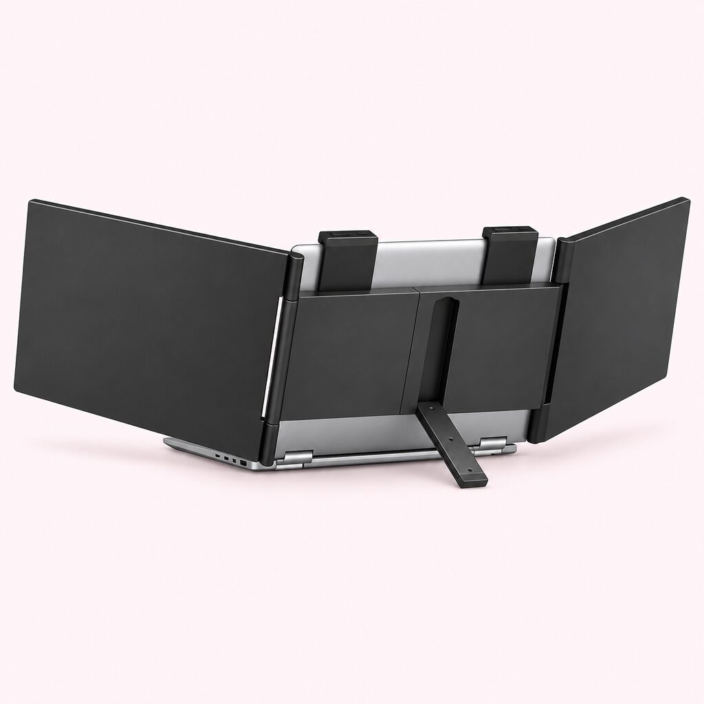 Écran triple pour portable, vue détaillée