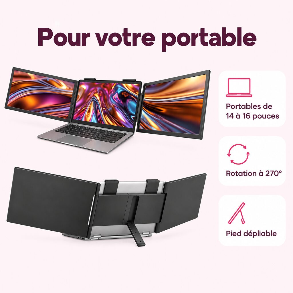 Écran triple pour portable : caractéristiques