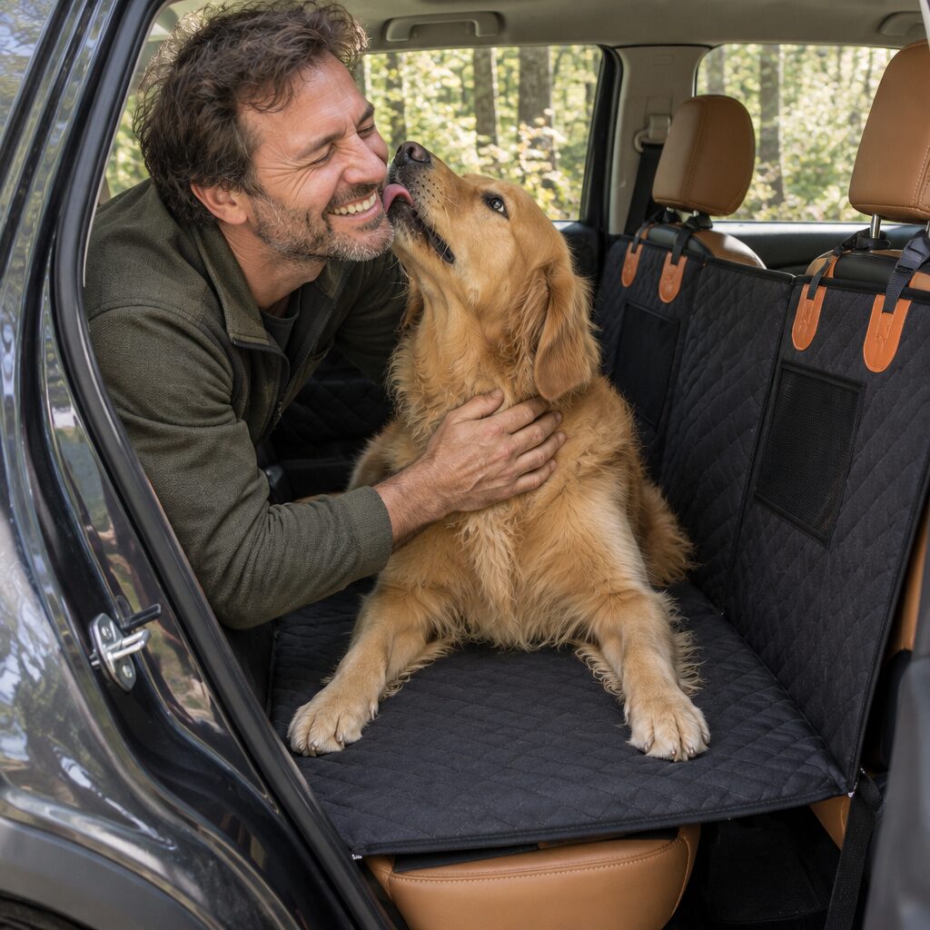 Housse de voiture pour chien en utilisation