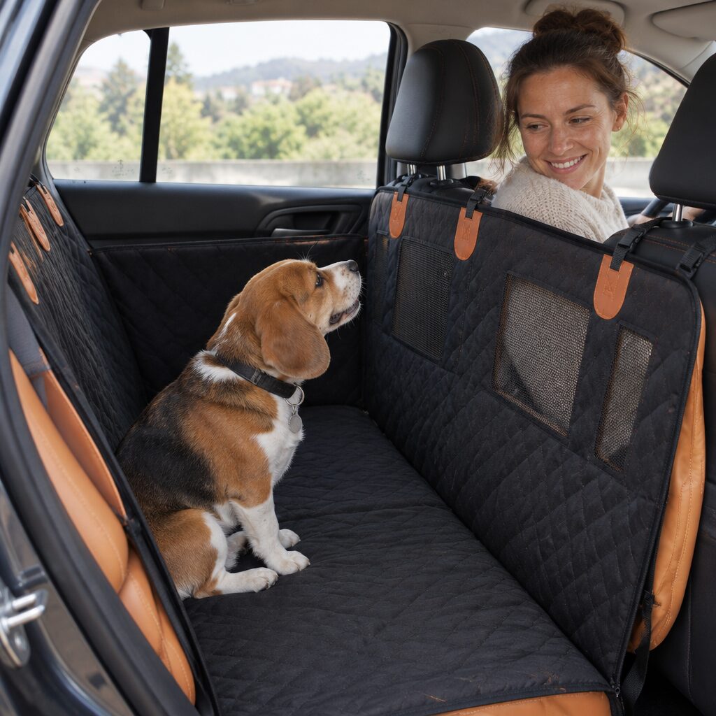 Housse de voiture pour chien en utilisation