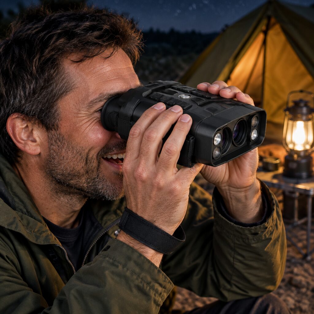 Jumelles de vision nocturne en utilisation