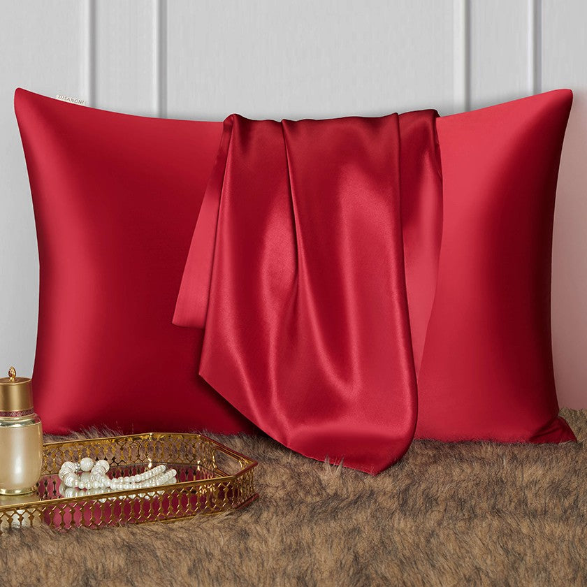 Kit de nuit en soie, rouge