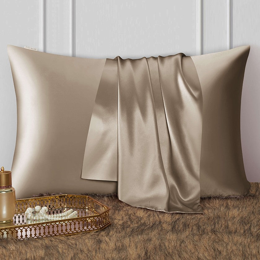 Kit de nuit en soie, taupe