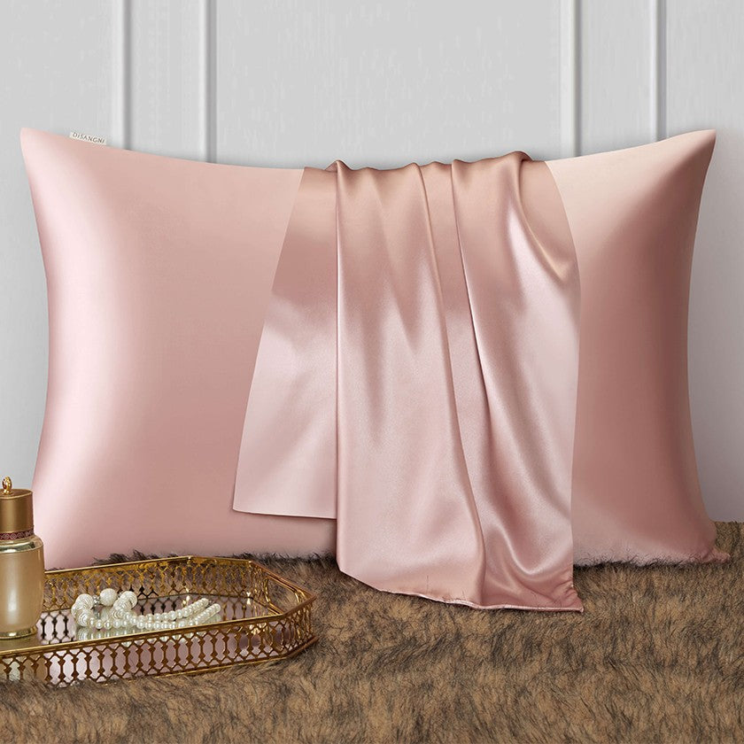 Kit de nuit en soie, rose