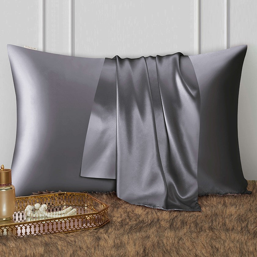 Kit de nuit en soie, gris foncé