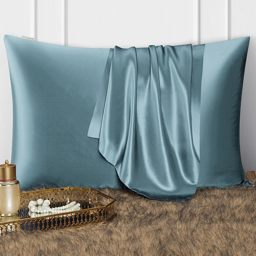 Kit de nuit en soie, bleu gris
