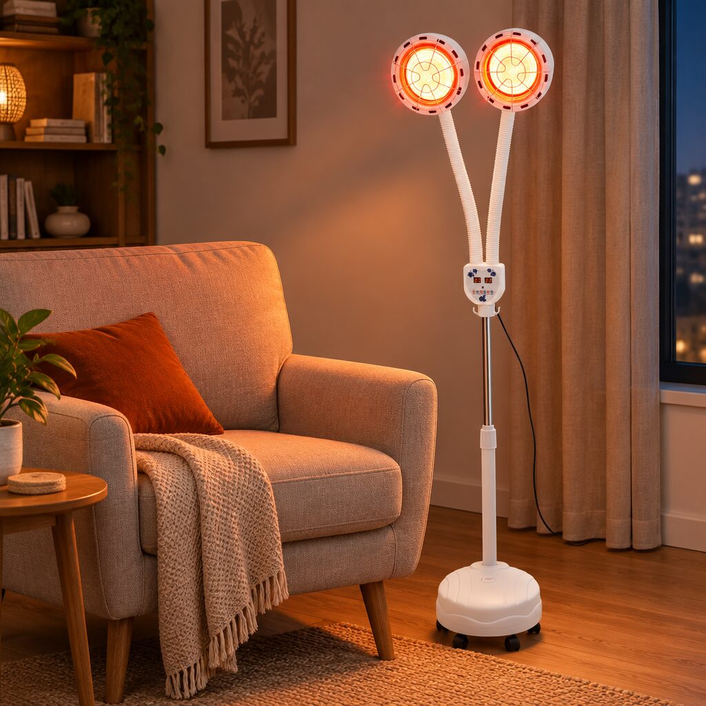 Lampe infrarouge double tête en situation