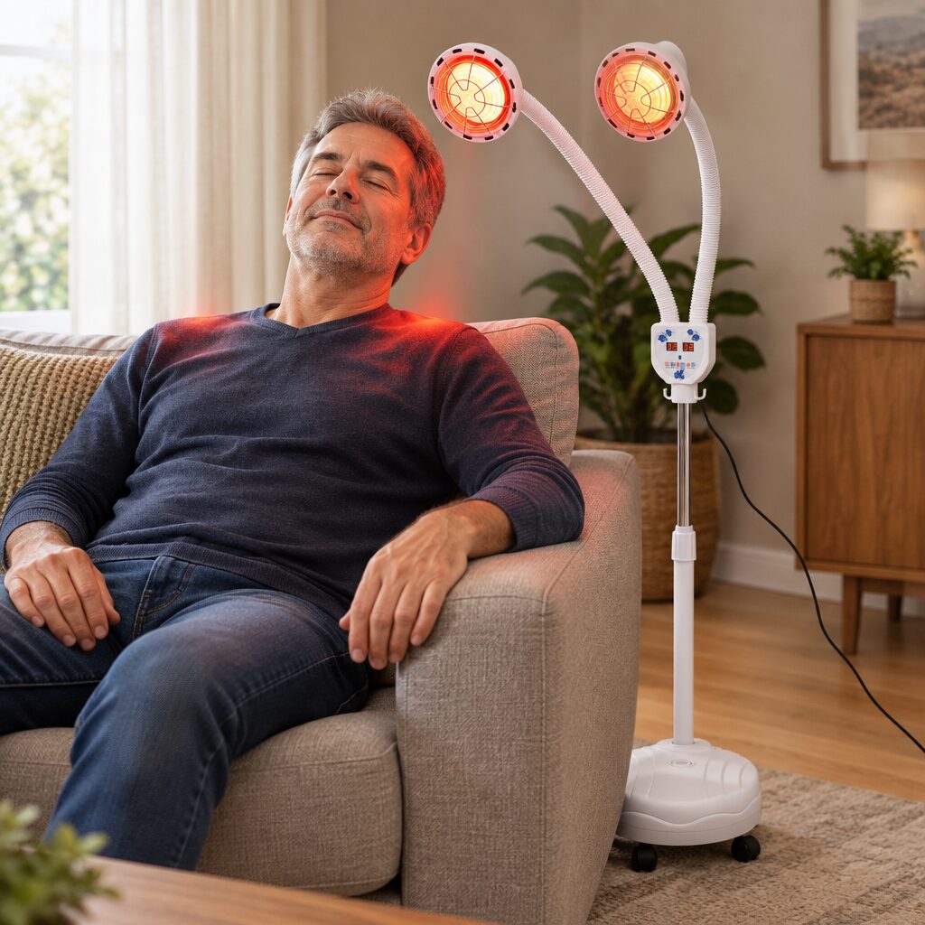 Lampe infrarouge double tête en utilisation