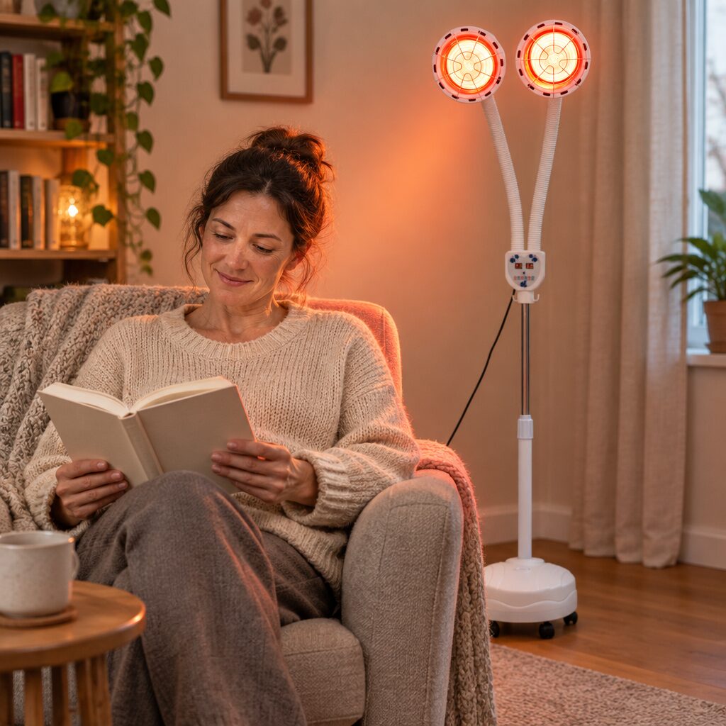 Lampe infrarouge double tête en utilisation