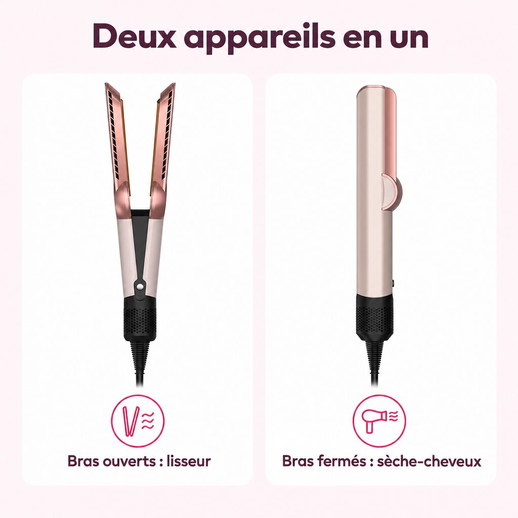 Lisseur séchant 2 en 1 : caractéristiques