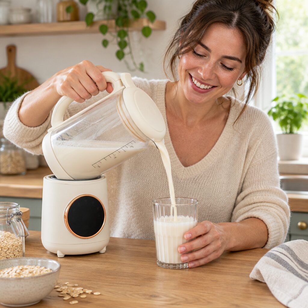 Machine à lait végétal en utilisation