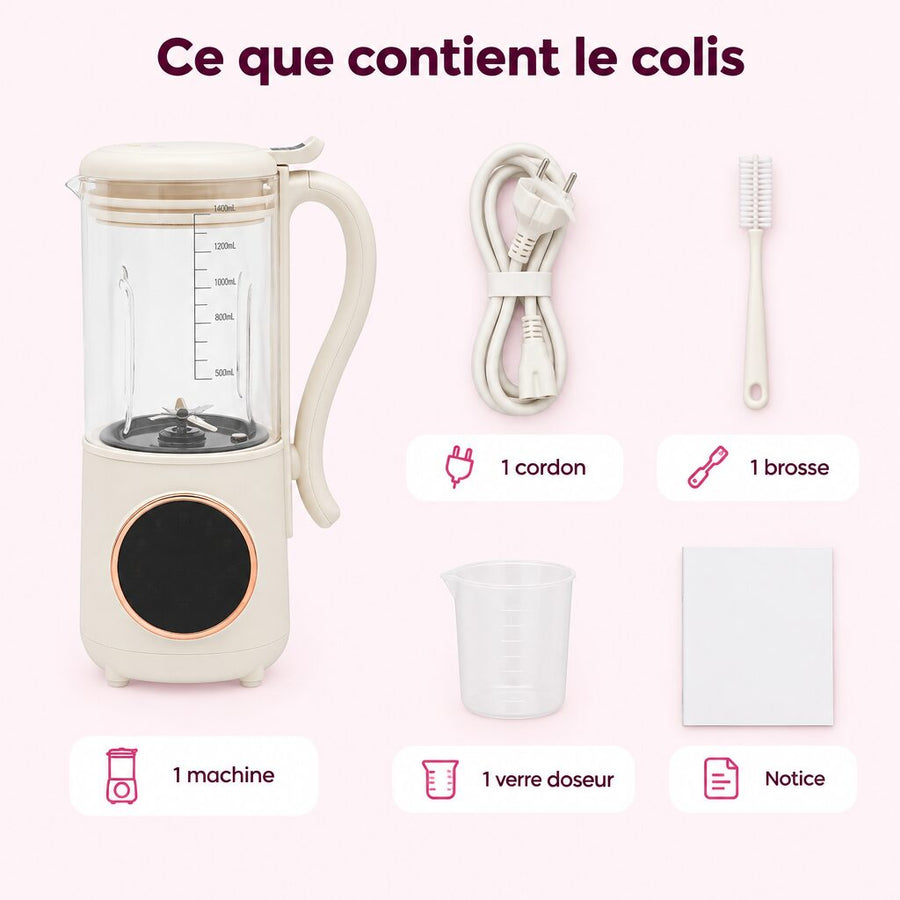 La brosse et le verre doseur sont dans la boîte