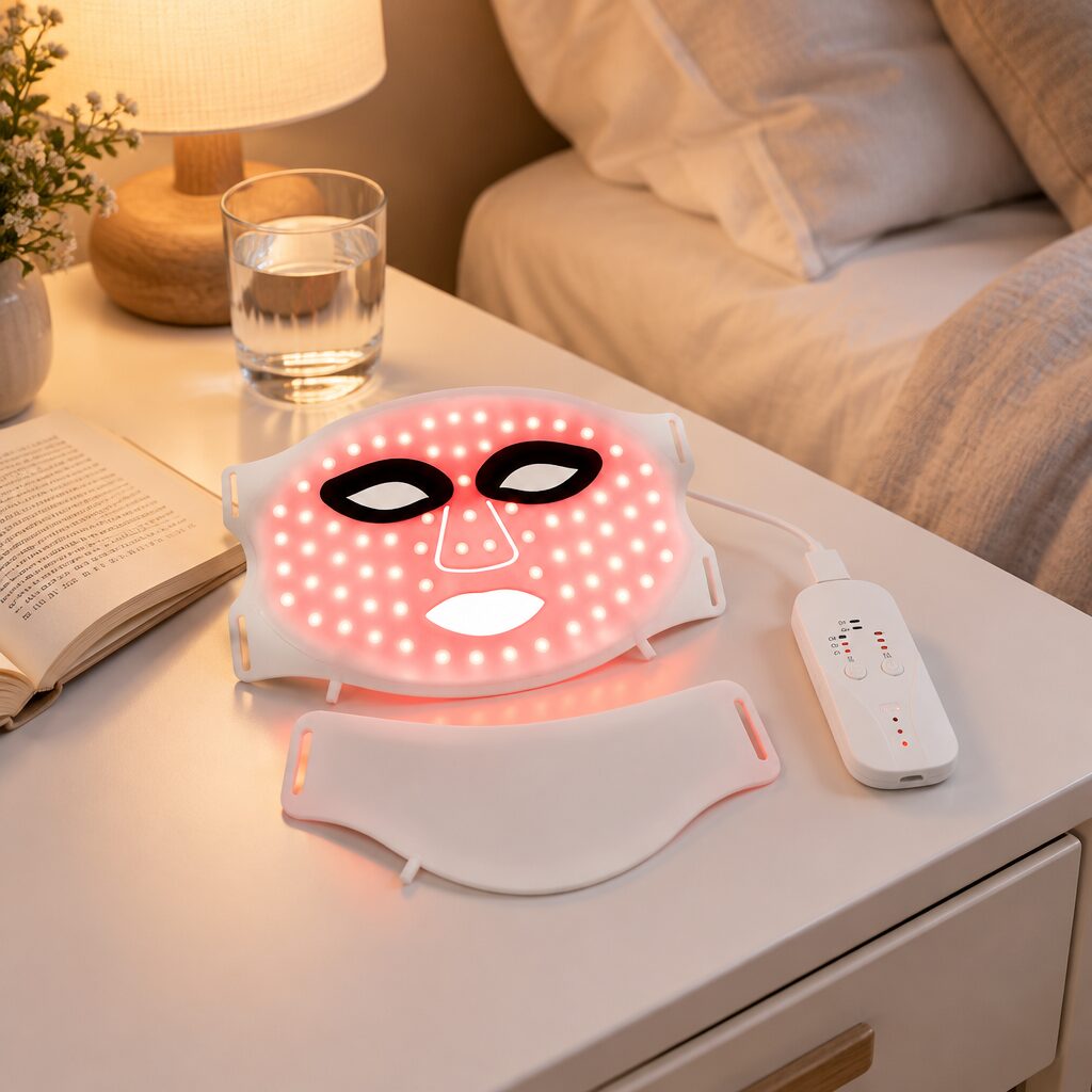 Masque LED visage et cou en situation