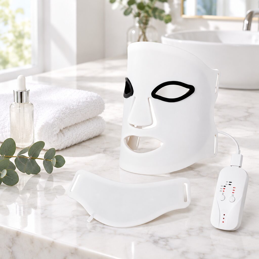 Masque LED visage et cou en situation