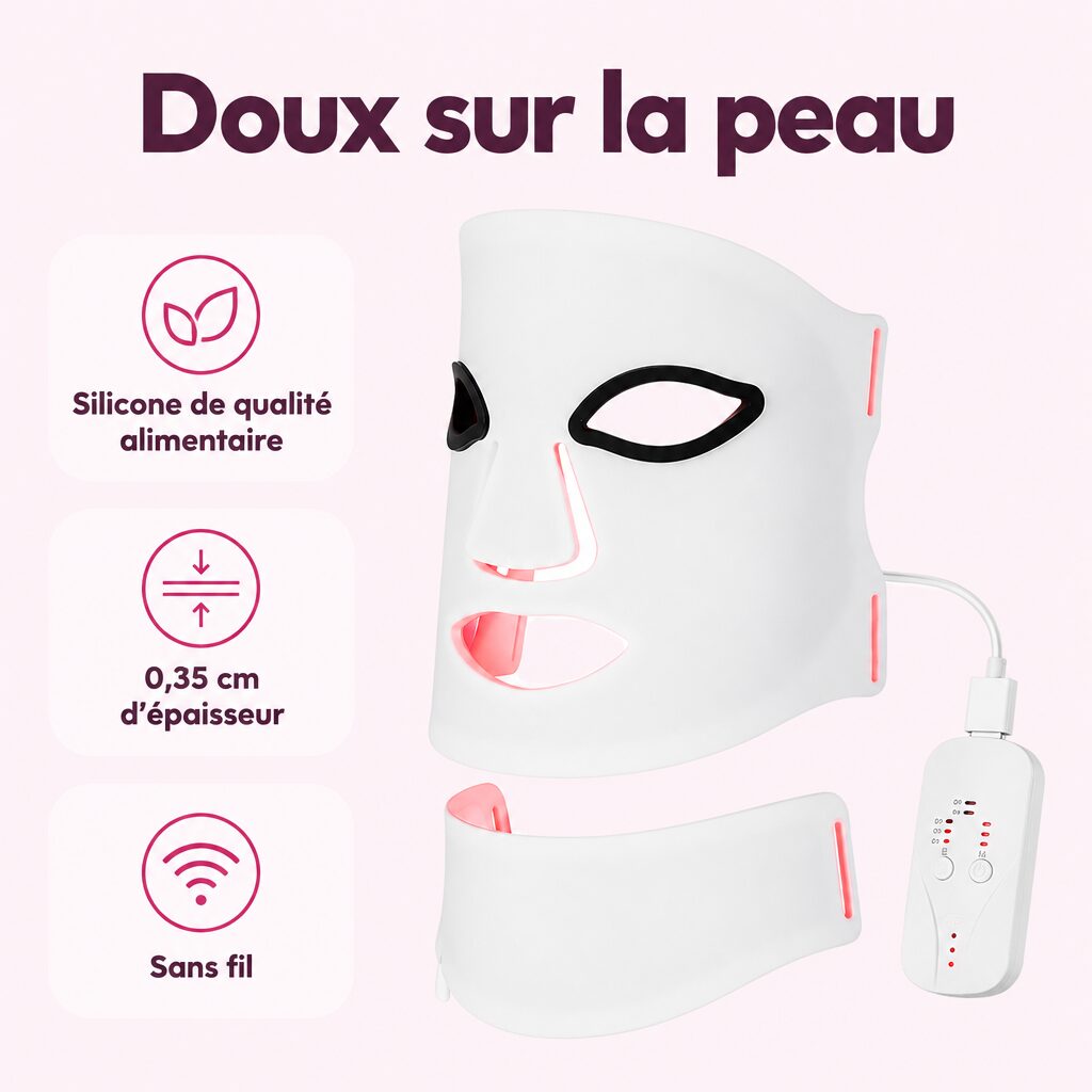 Masque LED visage et cou : caractéristiques
