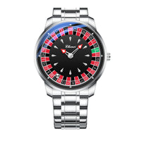Montre cadran roulette, argent, centre noir, acier