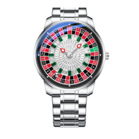 Montre cadran roulette, argent, centre serti, acier