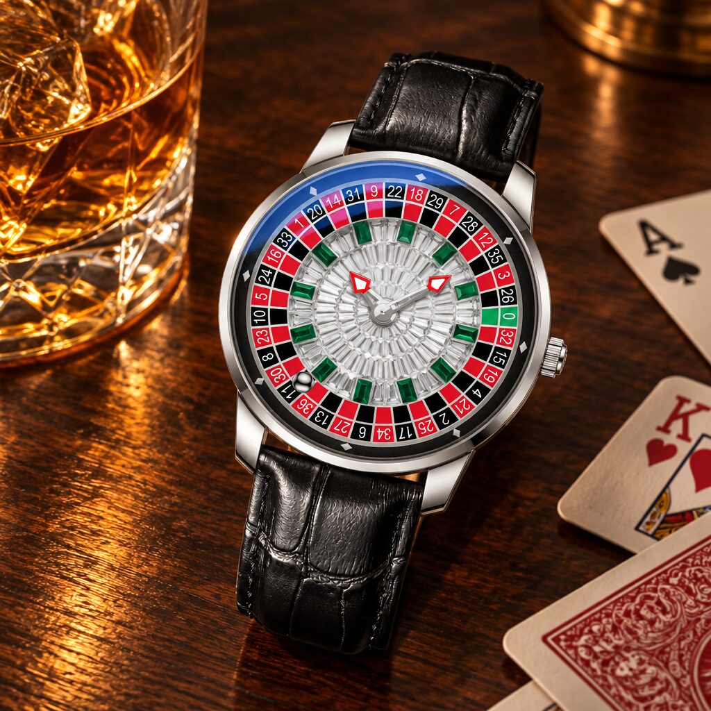 Montre à cadran roulette en situation