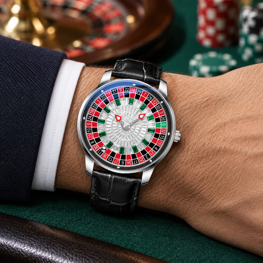 Montre à cadran roulette en situation