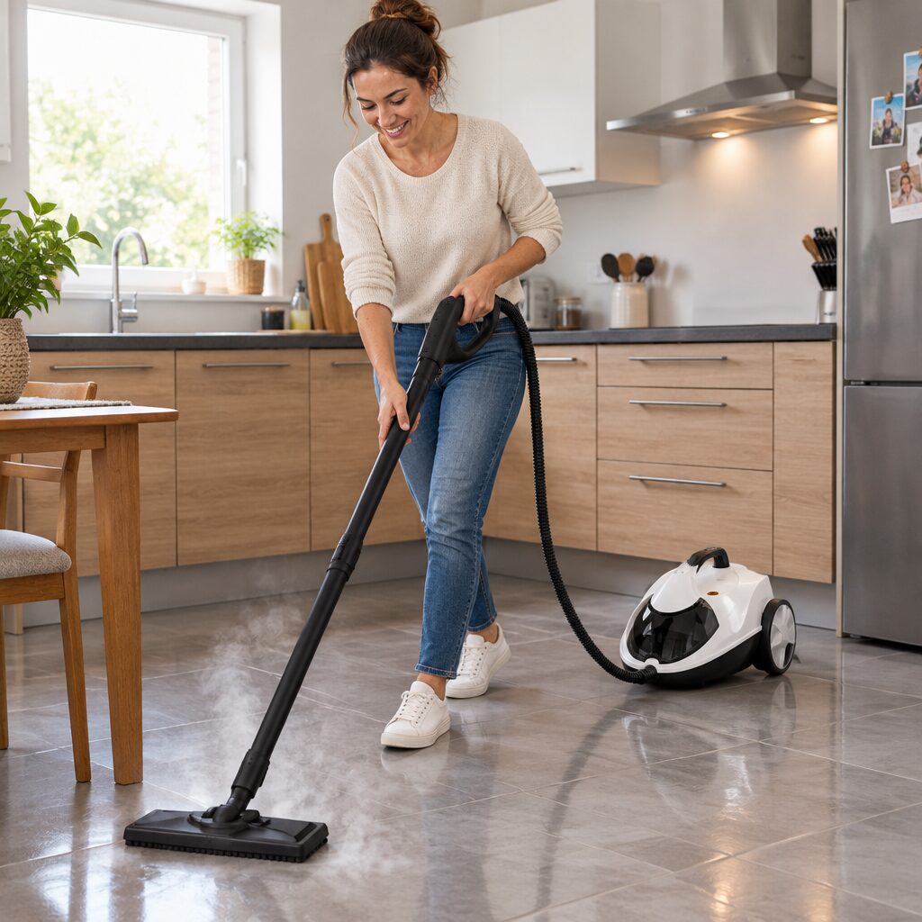 Nettoyeur vapeur multifonction en utilisation