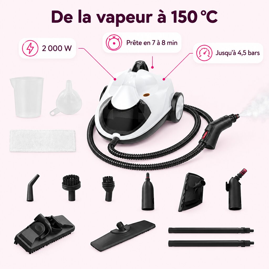 Nettoyeur vapeur multifonction : caractéristiques