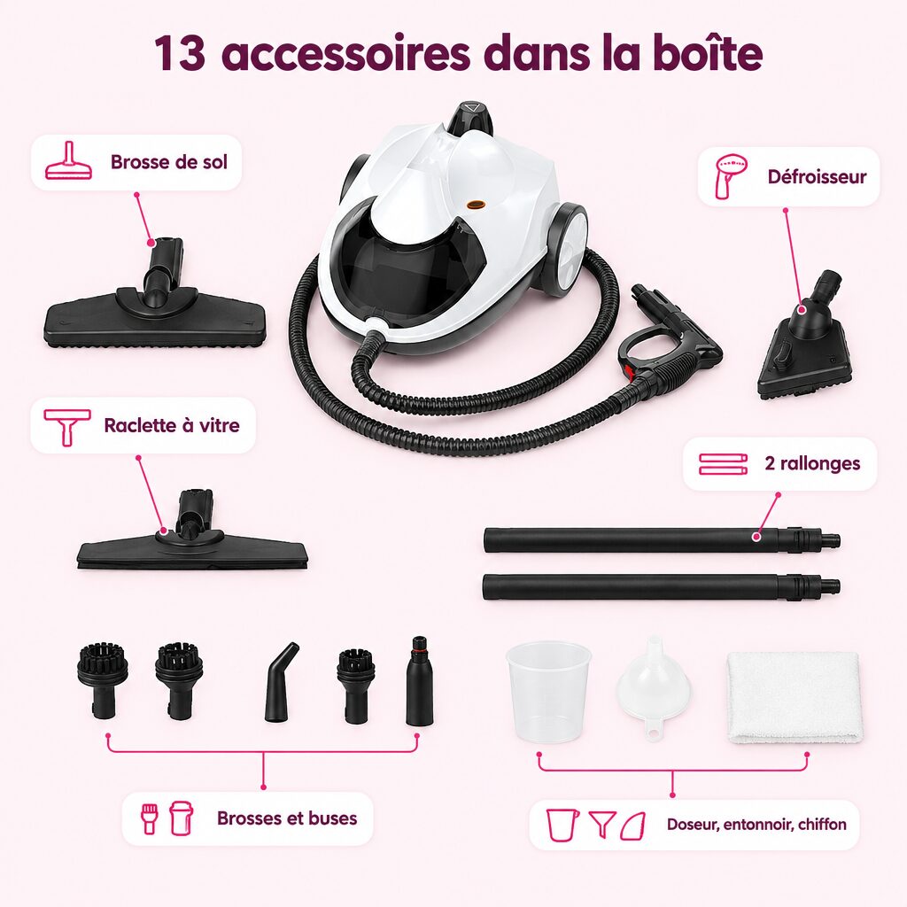 Nettoyeur vapeur multifonction : caractéristiques