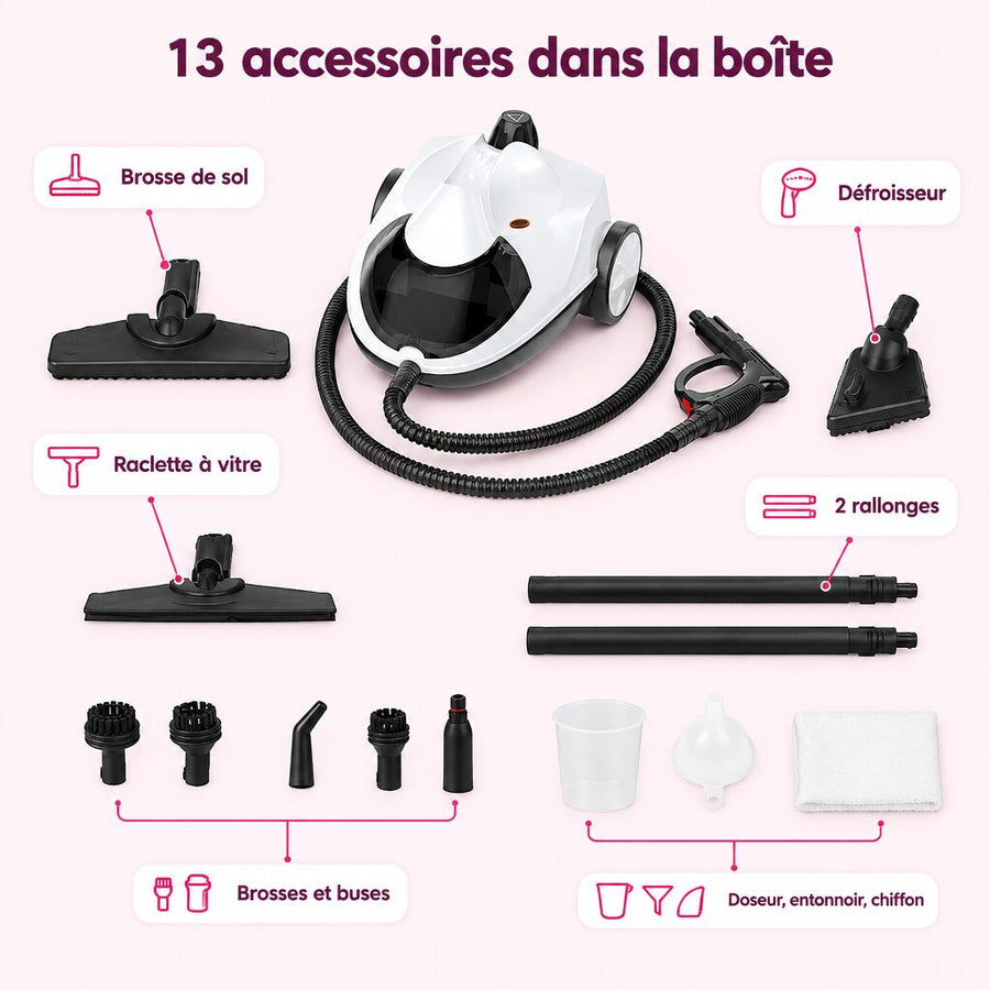 Treize accessoires dans la boîte