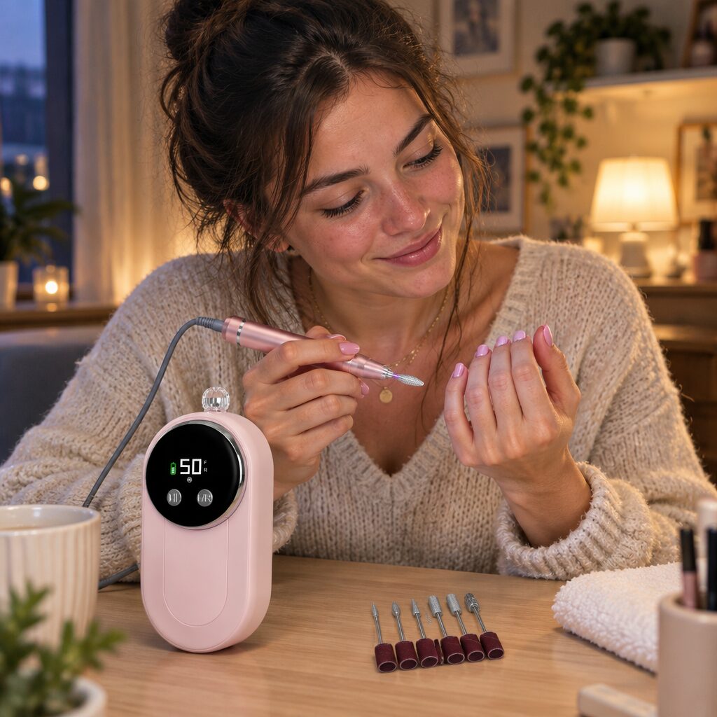 Ponceuse à ongles en utilisation