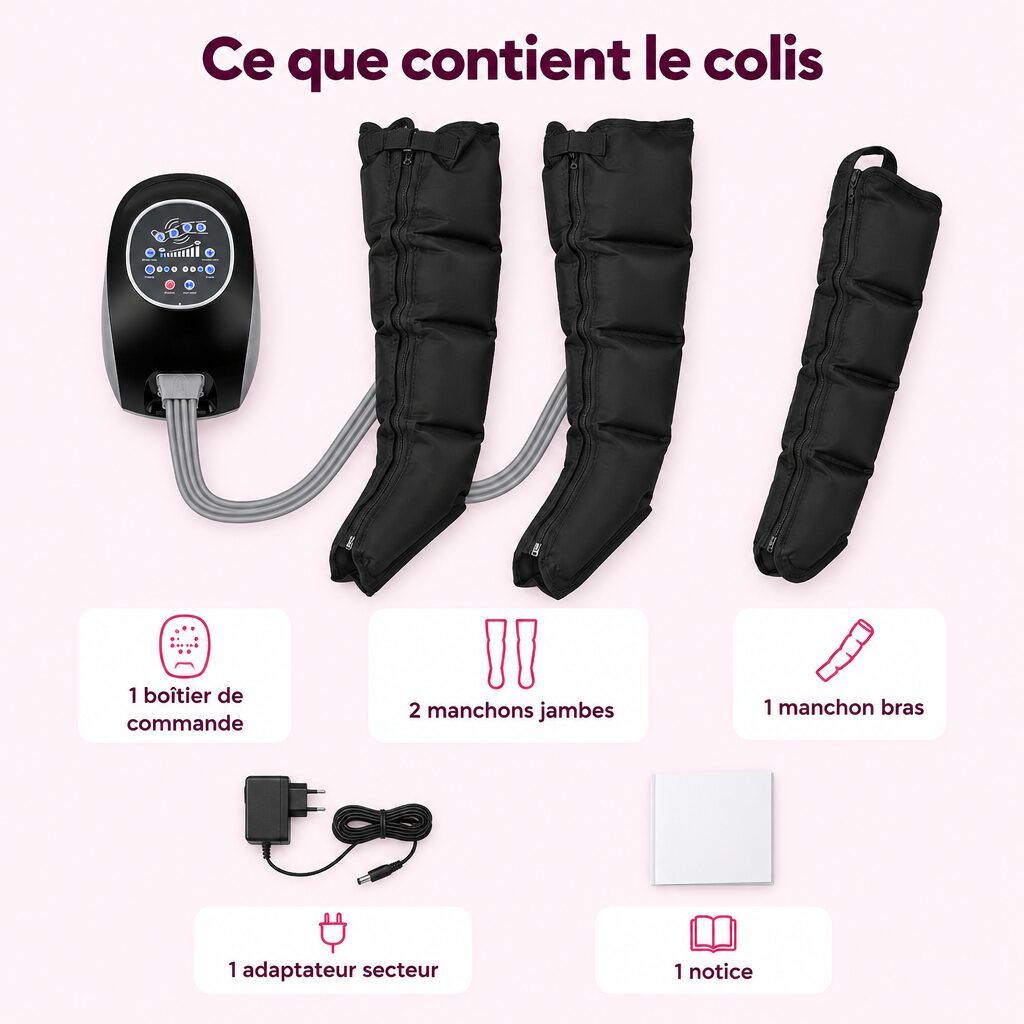 Pressothérapie bras et jambes : caractéristiques