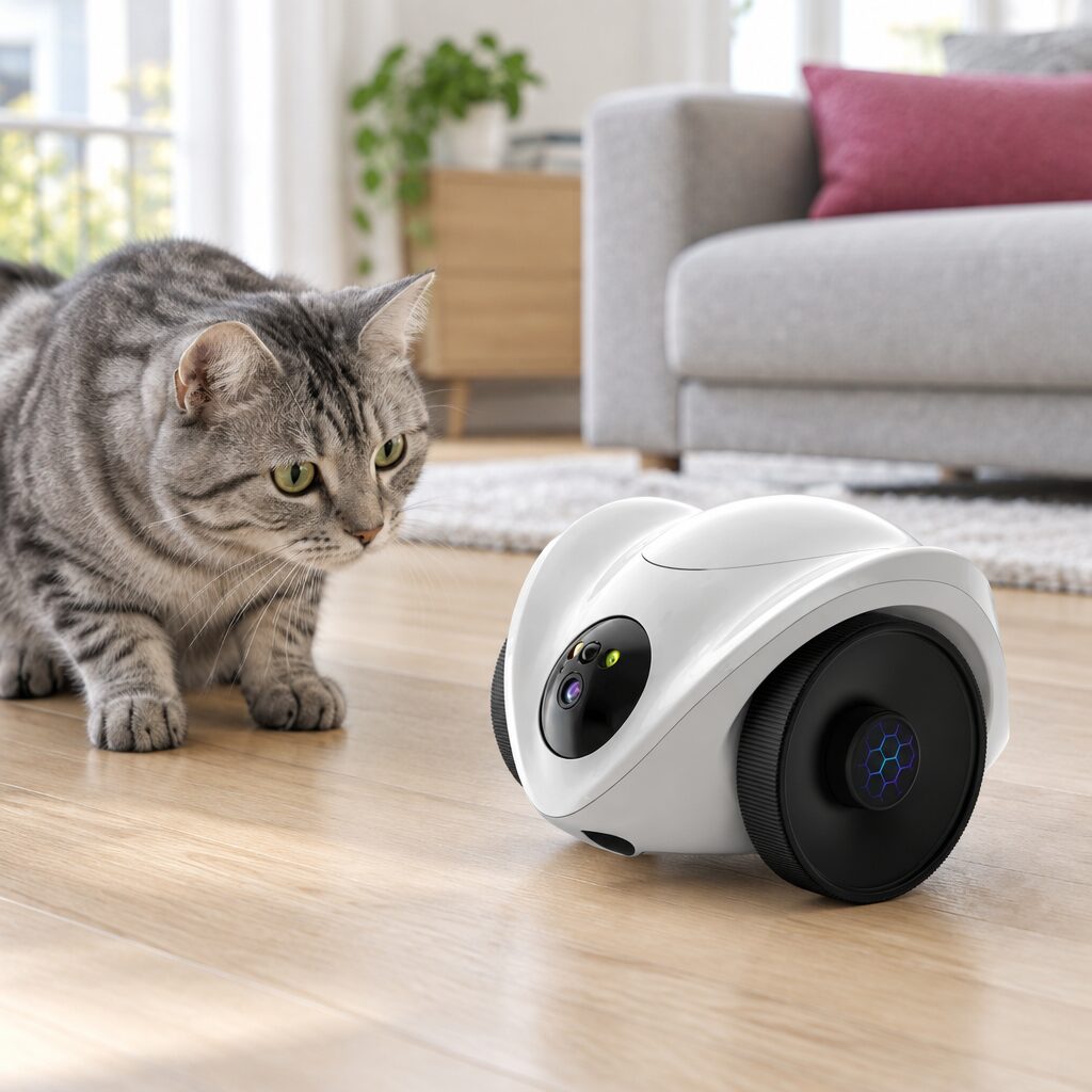 Robot compagnon pour chat en situation