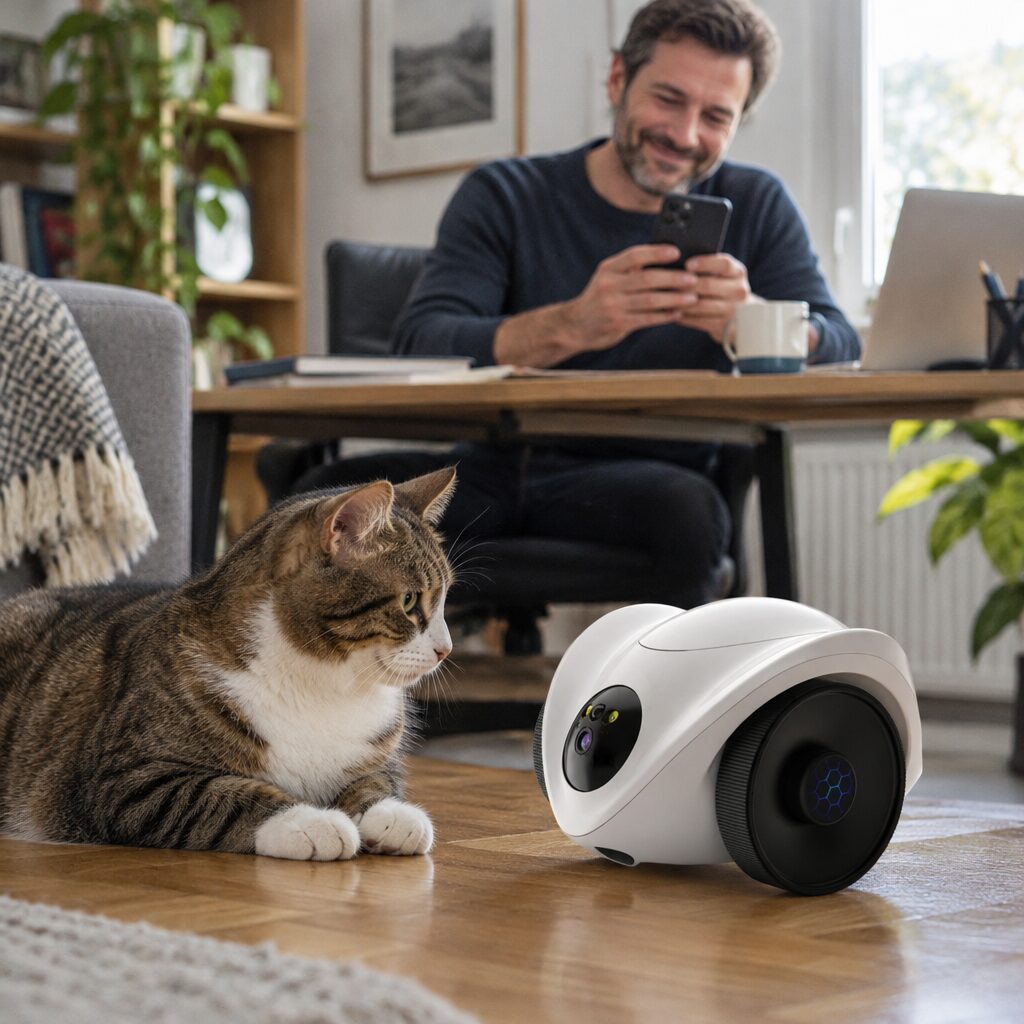 Robot compagnon pour chat en utilisation
