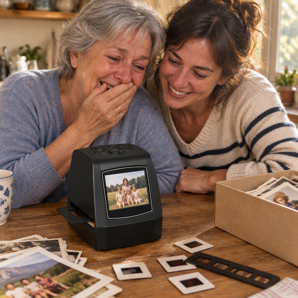 Scanner de diapositives en utilisation